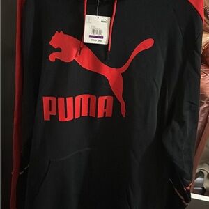 PUMA Men's Black and Red Hoodie